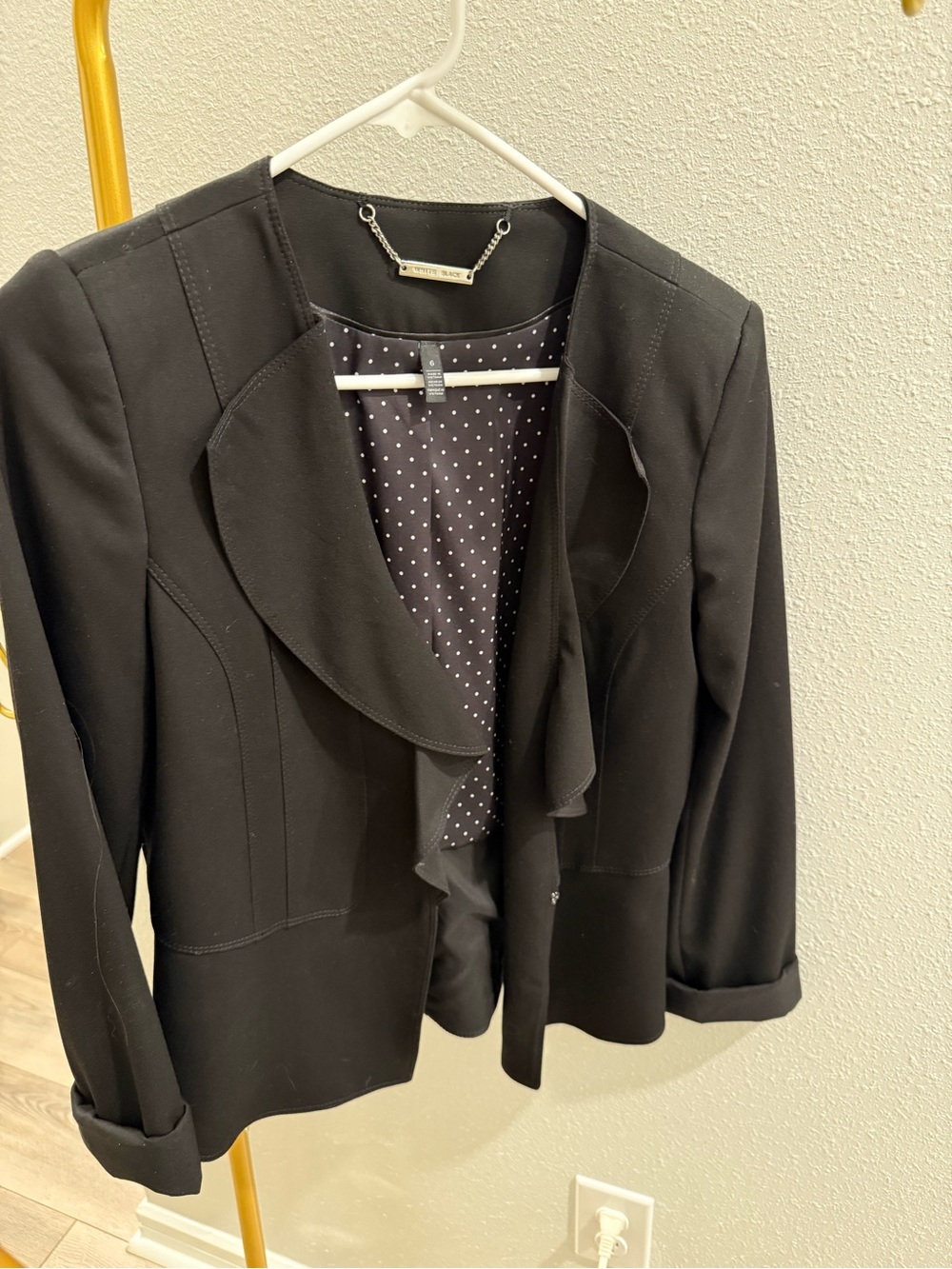 White House Black Market Black Ruffled Open-Front Blazer - Picture 3 of 7